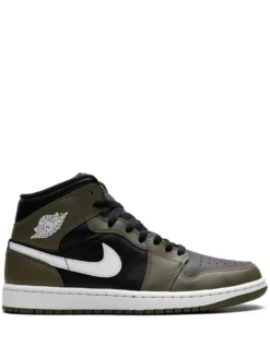 Air Jordan 1 Mid "Black/White/Olive" sneakers Green